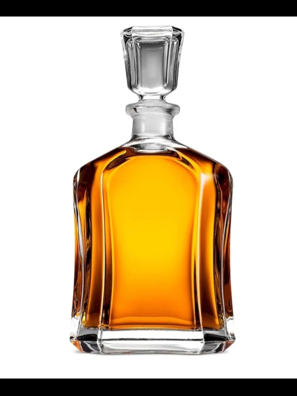 Clear Glass Decanter with Airtight Geometric Stopper 23.75oz